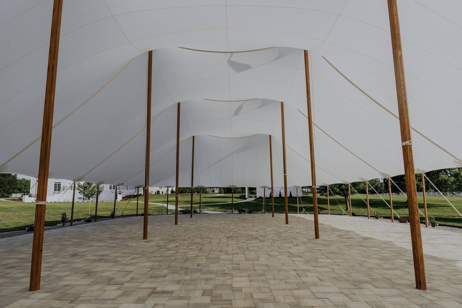 Sailcloth reception tent at Northfield Estate
